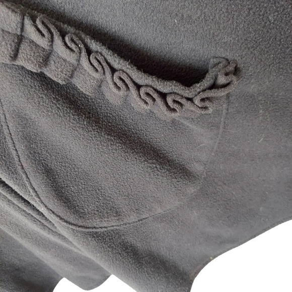Le Moda Black Fleece‎ Cape with High Ruffled Neck and Ruffled Pockets - Picture 13 of 15